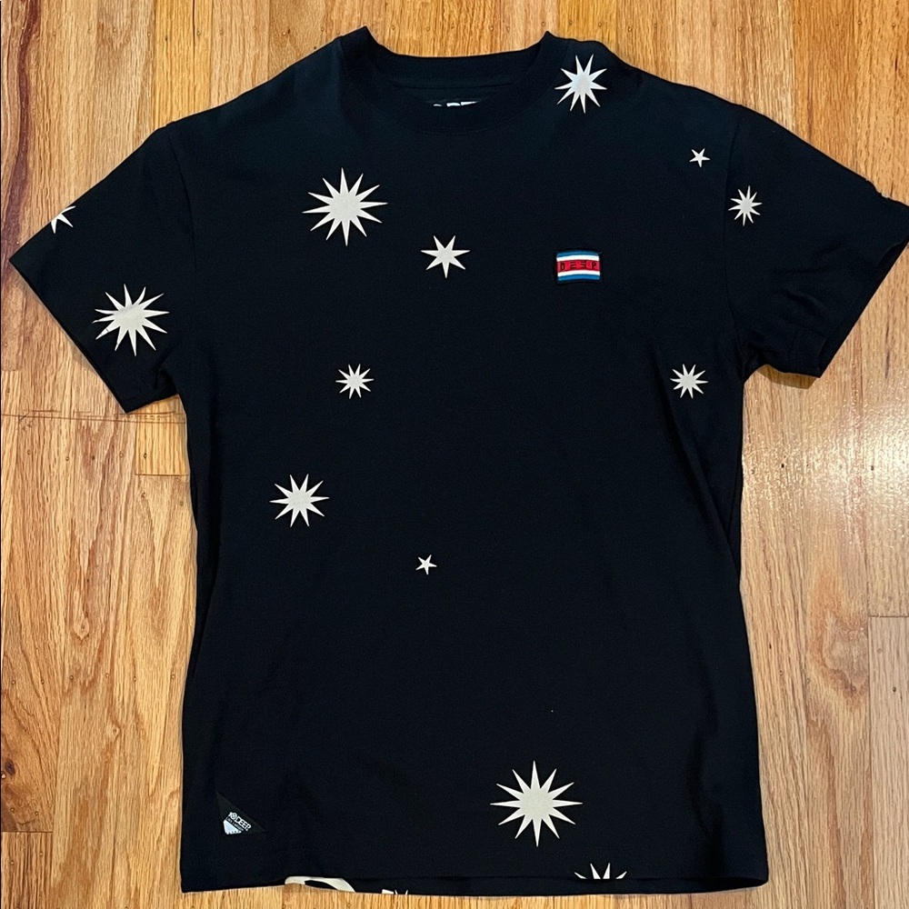 10.Deep Black Tee with Cream Star Design